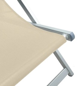 Cadeiras de praia dobráveis 2 pcs alumínio e textilene creme