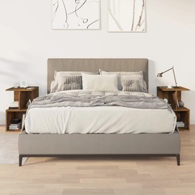 vidaXL Mesa cabeceira 2pcs 35x35x55cm derivado madeira carvalho fumado