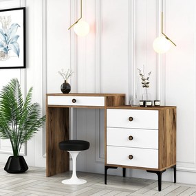 Mesa de Maquilhagem Lizbon500 – Nogueira/Branco – 124x84,7x40 cm