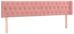 Cabeceira de cama c/ luzes LED veludo 203x16x78/88 cm rosa