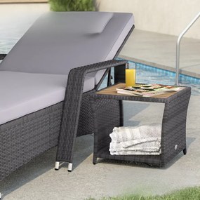 Mesa de apoio jardim Polyrattan 45x45x40cm cinzenta
