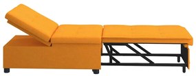 Sofá-cama 3 em 1 com design retrátil em tecido amarelo escuro