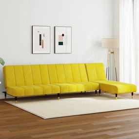 2 pcs conjunto de sofás veludo amarelo