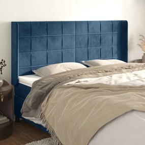 Cabeceira cama c/ abas veludo 183x16x118/128 cm azul-escuro