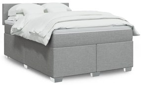 vidaXL Cama com molas/colchão 140x190 cm tecido cinzento-claro