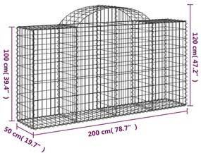 Cestos gabião arqueados 15 pcs 200x50x100/120 ferro galvanizado