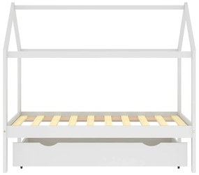 Cama para crianças c/ gaveta 80x160 cm pinho maciço branco