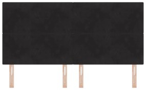 Cabeceira Estofada Botão Preto 180 cm Veludo