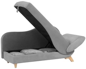 Chaise-longue à direita de 2 lugares com arrumação em veludo cinzento claro MERI Beliani