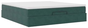 Estrutura de cama otomana com colchão 160x200 cm verde escuro