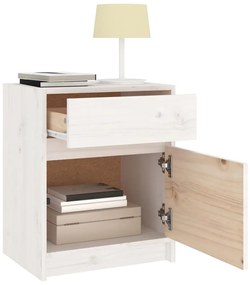Mesas de cabeceira 2 pcs 40x31x50 cm pinho maciço branco