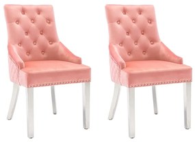 vidaXL Cadeiras de jantar 2 pcs veludo rosa