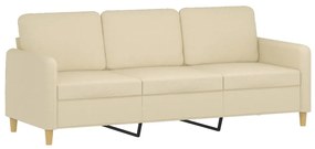 3 pcs conjunto de sofás com almofadões tecido cor creme