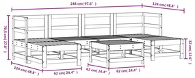 7 pcs conjunto lounge de jardim madeira de pinho impregnada
