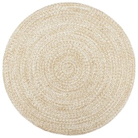 vidaXL Tapete artesanal em juta 210 cm branco e castanho
