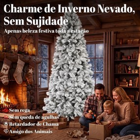 Árvore de Natal Artificial 270 cm com 1507 Ramos Base Metálica Dobrável e Montagem Rápida Branca