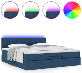 Estrutura de cama otomana com colchão 160x200 cm tecido azul