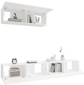 Conjunto móveis de TV 3 pcs madeira processada branco