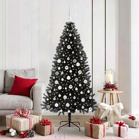 vidaXL Árvore de Natal com 300 LEDs com suporte Preto 180 cm PVC