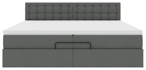 Estrutura de cama otomana com colchão 200x200cm cinzento-escuro