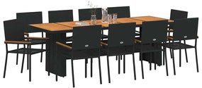 Conjunto de Jantar para Jardim 11 pcs Preto 10 Lugares