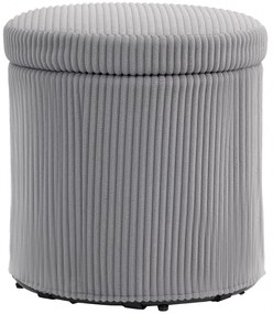 HOMCOM Puff de Arrumação Baú de Arrumação Redondo Estofado em Veludo Cotelê  Tampa Removível Ø40x41 cm Cinza Claro