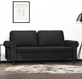 Sofá de 2 lugares 140 cm couro artificial preto