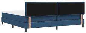 Cama Box Spring com Colchão &amp; LED Azul 200x200 cm Tecido