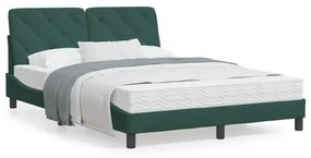 Estrutura de cama c/ cabeceira 120x200 cm veludo verde-escuro