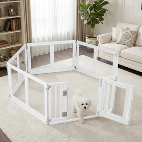 Parque para Cães, 89 x 89 x 57 cm, 6 Painéis Transparentes, Branco