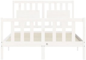 Estrutura de cama de casal c/ cabeceira madeira maciça branco
