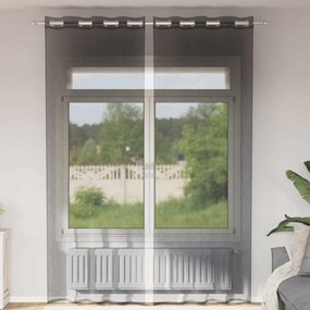 vidaXL Cortinas de voile com ilhós 2 pcs preto 140x300 cm