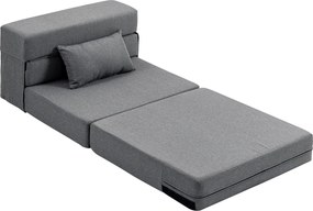 Poltrona convertível de 1 lugar, poltrona-cama dobrável, almofada incluída, capacidade de 120 kg, cinzenta