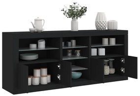 Aparador com luzes LED 162x37x67 cm preto
