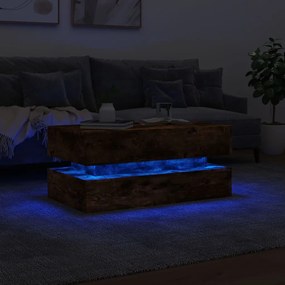 Mesa de centro com luzes LED 90x50x40 cm carvalho fumado