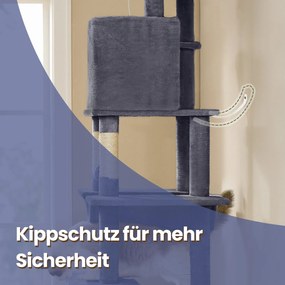 Arranhador para gatos grande 78 x 48 x 201 cm, com plataforma cinzento escuro