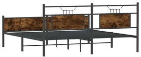 Estrutura de cama sem colchão 160x200 cm metal carvalho fumado