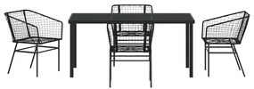 Conjunto de Jantar de Jardim 5 Peças Preto