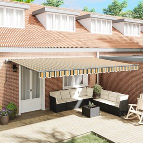 Toldo Retrátil Automático vidaXL Verde e Amarelo 500X300 cm