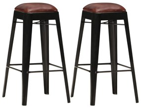 vidaXL Bancos de bar 2 pcs couro genuíno preto