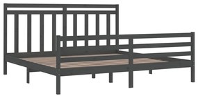 Estrutura de cama 200x200 cm madeira maciça cinzento