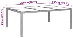 11 pcs conjunto de jantar para jardim vime PE cinzento