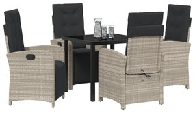 Conjunto de Jantar de Jardim vidaXL 5 Peças com Almofadas Cinza Claro