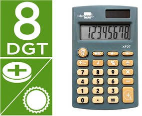 Calculadora de Bolso Xf07 8 Digitos Solar e Pilhas Cor Cinza 98x62x8 mm