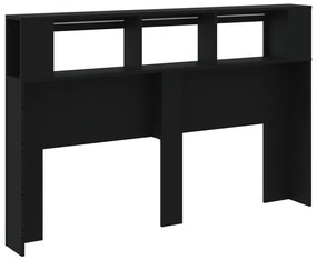 Cabeceira cama c/ LEDs 160x18,5x103,5 cm deriv. madeira preto