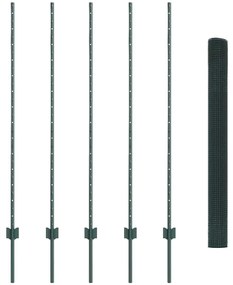 Cerca de Fio Soldado com 5 Postes U Verde 1,4x10 m Aço