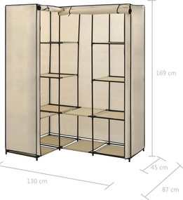 Roupeiro de canto 130x87x169 cm creme