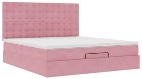 Estrutura de cama otomana com colchões 180x200 cm veludo rosa