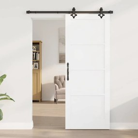 Porta Deslizante com Conjunto de Ferragens 'ORKDAL'Branca de Madeira M