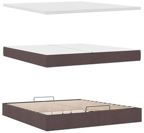Estrutura de cama otomana com colchão 200x200cm castanho-escuro